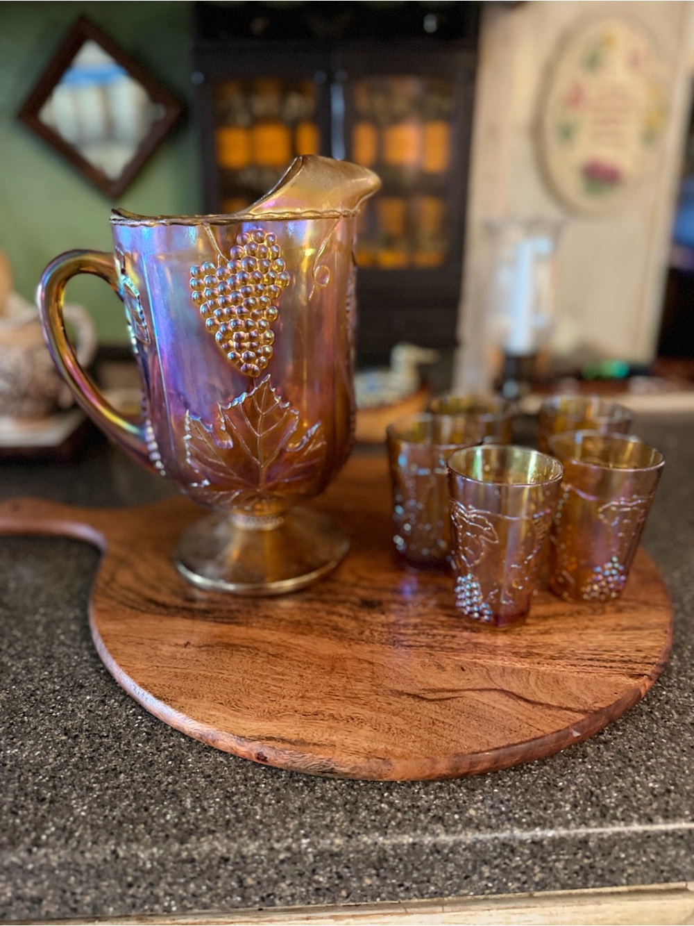 vintage Indiana Glass Harvest Grape pattern carnival glass